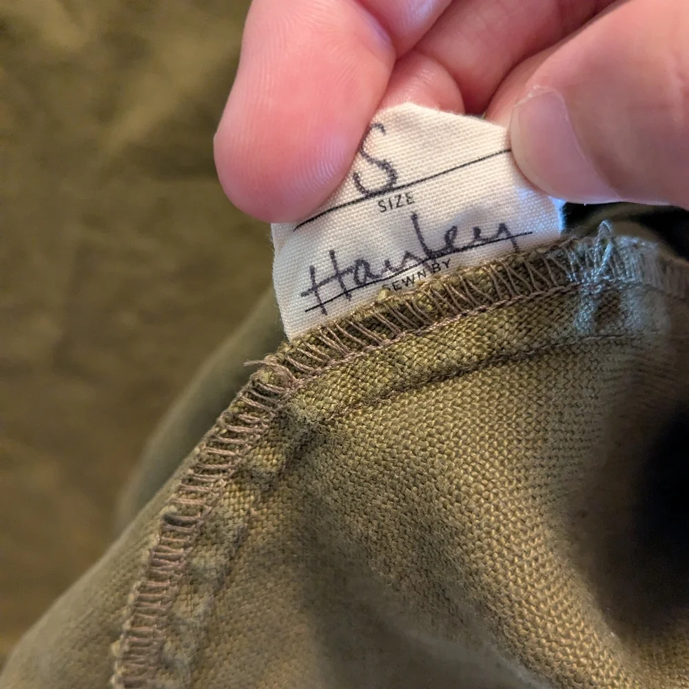 Elizabeth Suzann Olive Linen Parabola Top S - Picture 4 of 6